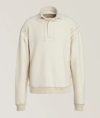 Distressed Effect Appliqué Polo Sweatshirt