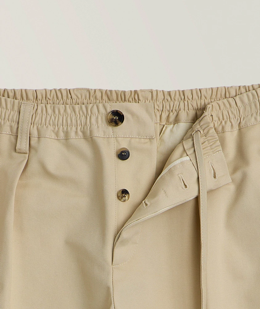 Croppped Cotton Gabardine Drawstring Pants