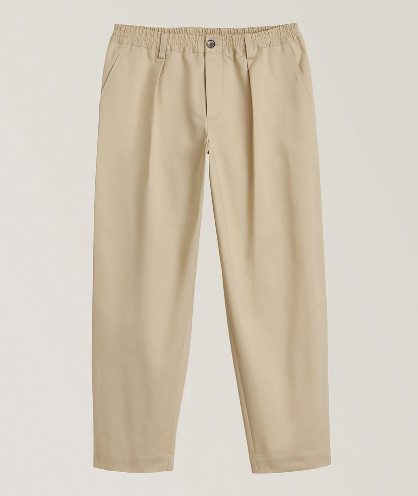 Croppped Cotton Gabardine Drawstring Pants