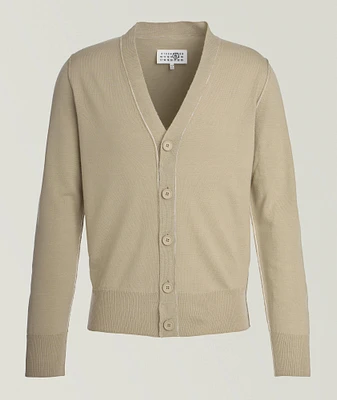 Contrast Tipped Virgin Wool-Blend Cardigan