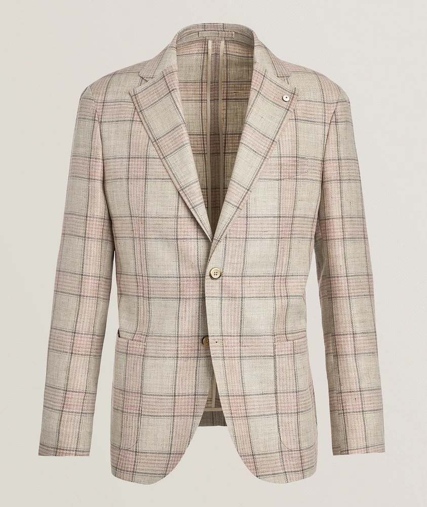 Check Linen-Wool Sport Jacket