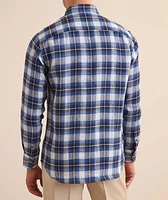 Hidden Button-Down Check Linen Shirt