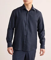 Hidden Button-Down Cotton-Linen Shirt