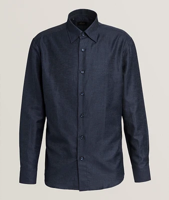 Hidden Button-Down Cotton-Linen Shirt