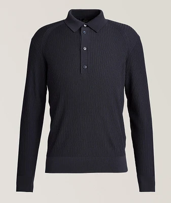 Ribbed Knit Wool Polo
