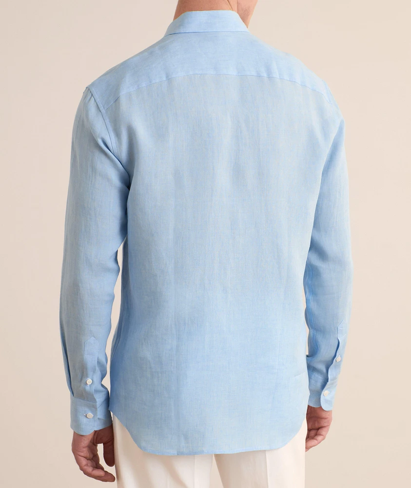 Hidden Button-Down Linen Shirt