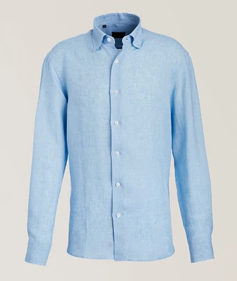 Hidden Button-Down Linen Shirt