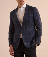 Kei Windowpane Cashmere-Linen-Silk Sport Jacket