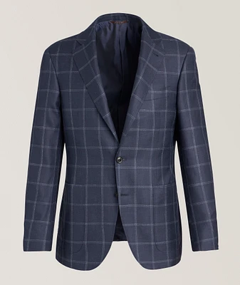 Kei Windowpane Cashmere-Linen-Silk Sport Jacket