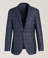 Kei Windowpane Cashmere-Linen-Silk Sport Jacket