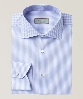 Micro-Gingham Cotton Dress Shirt