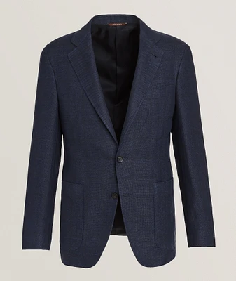 Kei Windowpane Linen-Wool Sport Jacket