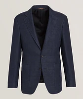 Kei Windowpane Linen-Wool Sport Jacket