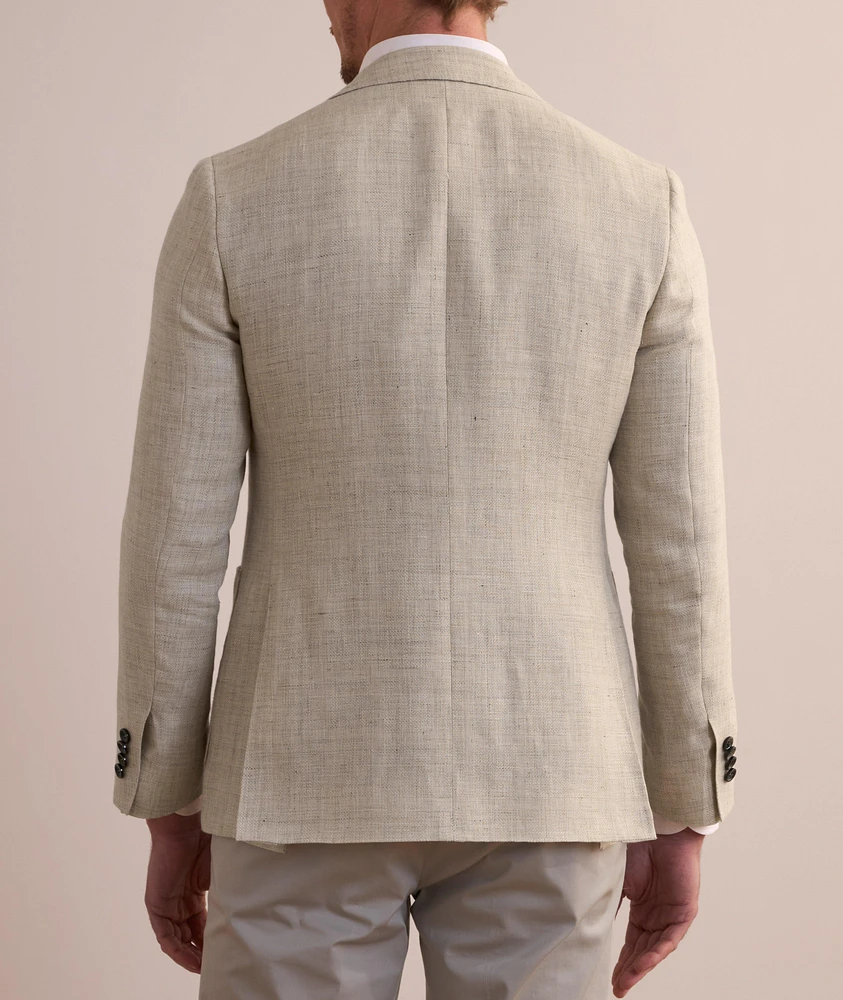 Kei Textured Windowpane Wool-Linen Sport Jacket