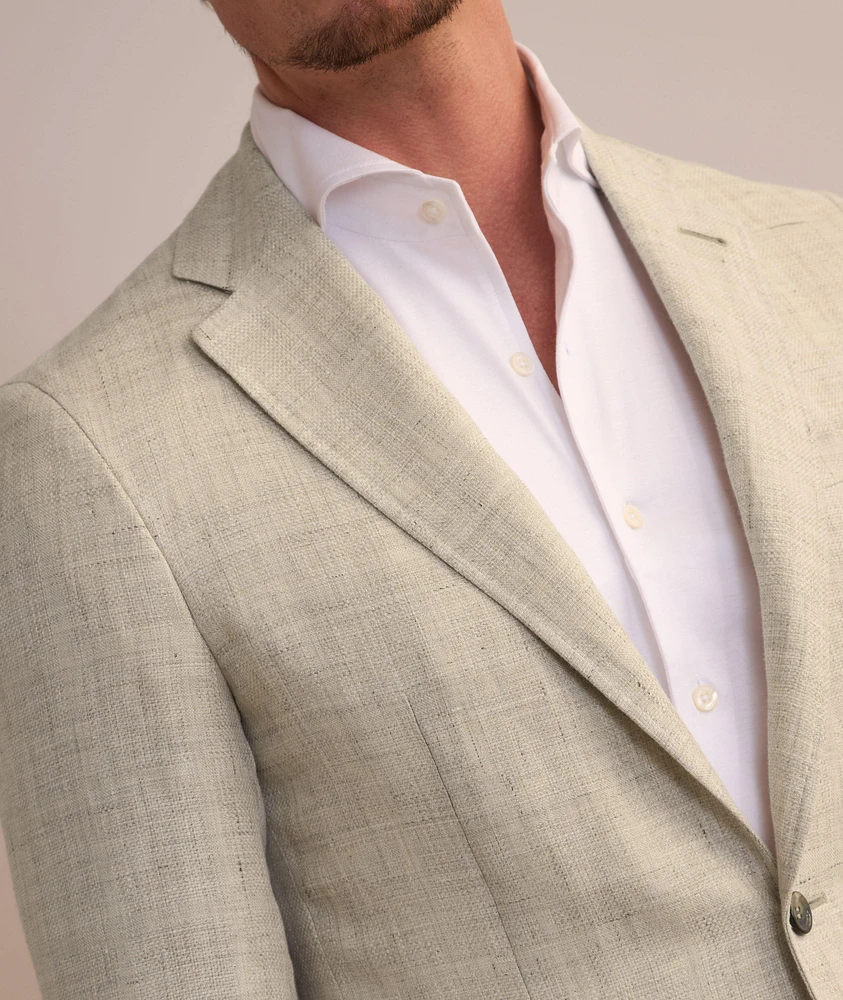Kei Textured Windowpane Wool-Linen Sport Jacket