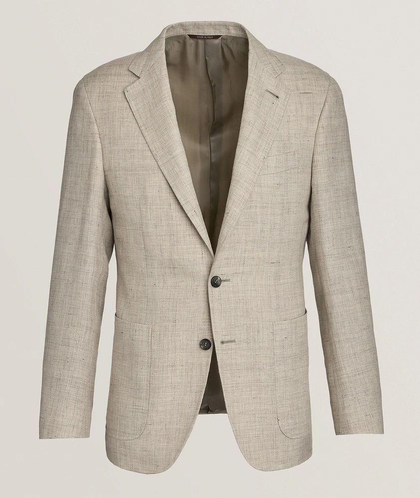 Kei Textured Windowpane Wool-Linen Sport Jacket