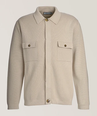 Collared Cotton-Modal Knit Cardigan