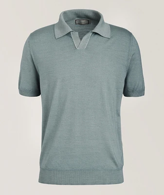 Wool-Silk Open Collar Polo