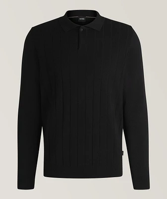 Striped Wool-Blend Knitted  Polo