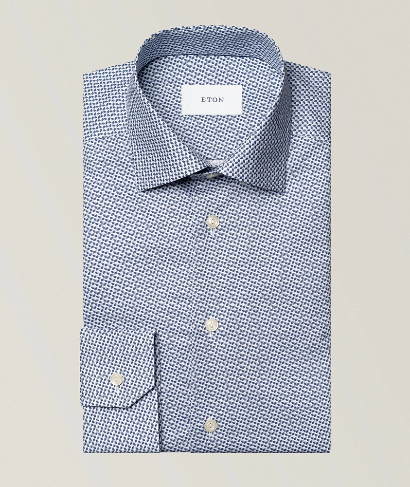 Slim-Fit Micro-Geometric Dress Shirt