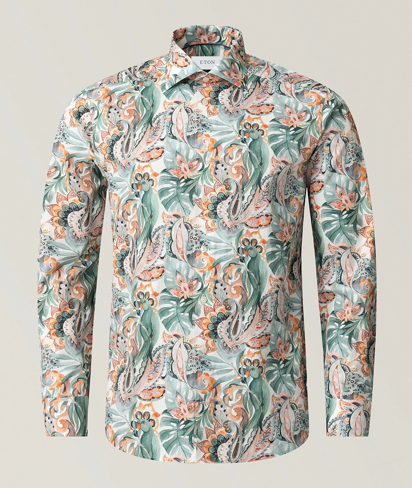 Slim-Fit Floral Dress Shirt