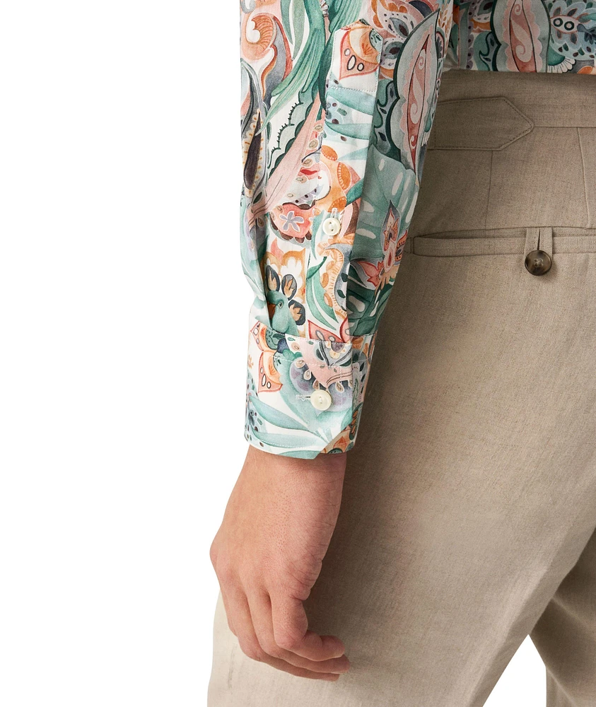Slim-Fit Floral Dress Shirt