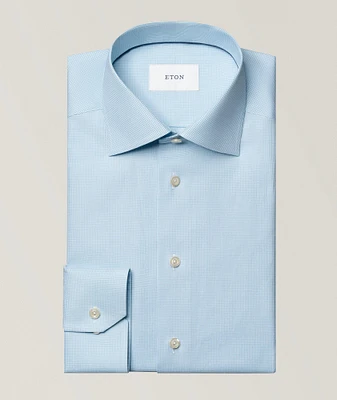 Slim-Fit Fine Check Twill Dress Shirt