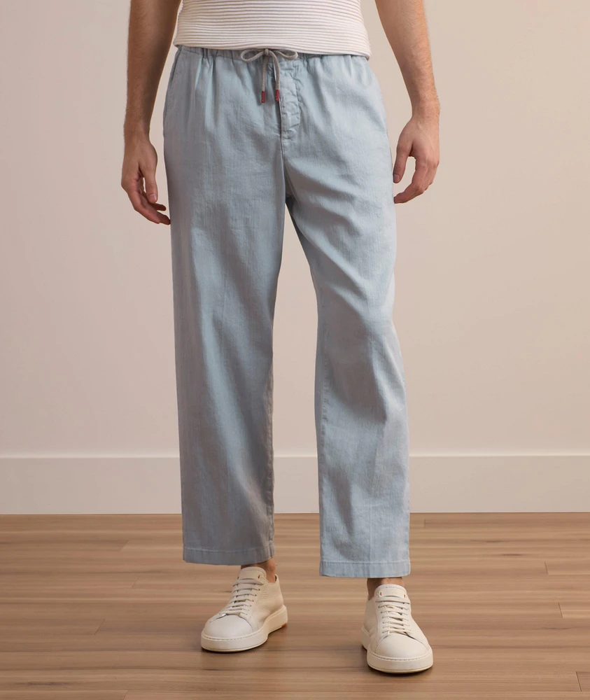 Drawstring Linen-Blend Pants