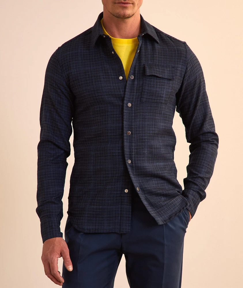Mélange Checked Wool-Blend Overshirt