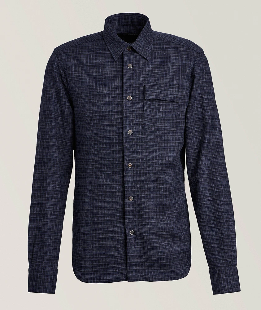 Mélange Checked Wool-Blend Overshirt