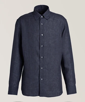 Hidden Button-Down Linen Shirt