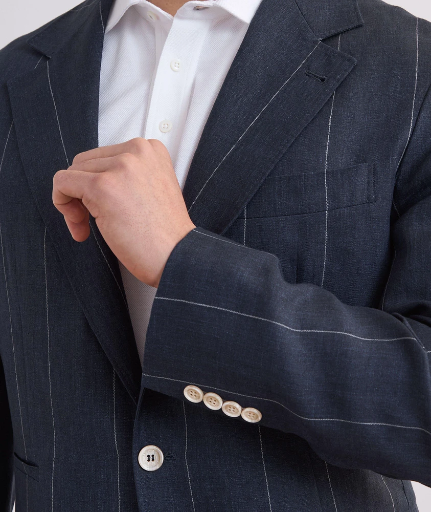 Pinstripe Linen Suit Jacket