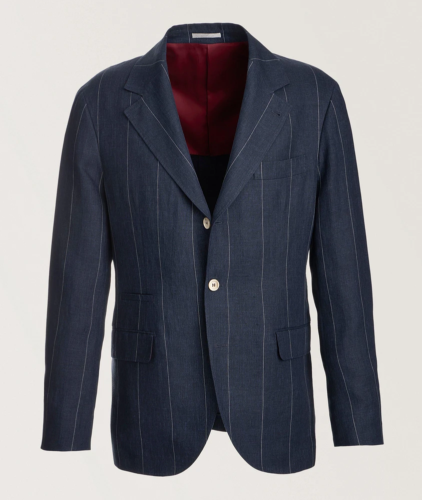 Pinstripe Linen Suit Jacket