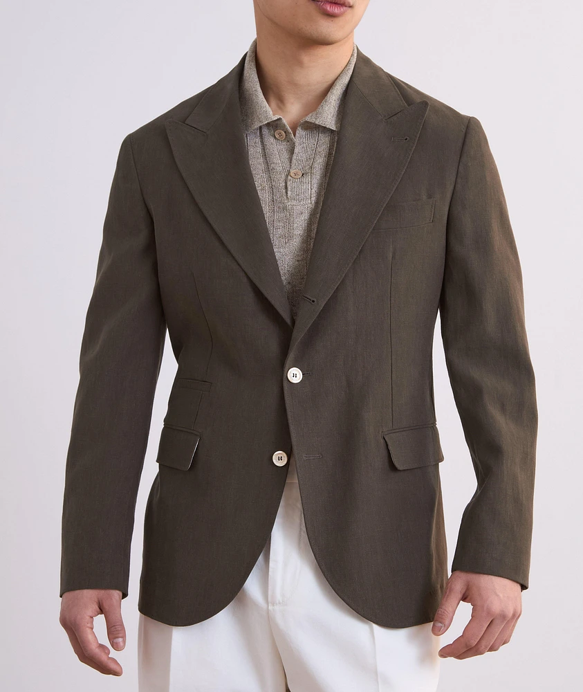 Peak Lapel Linen Suit Jacket