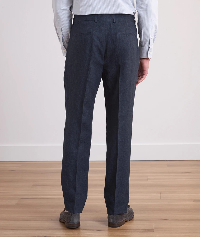 Leasure-Fit Linen Pleated Pants