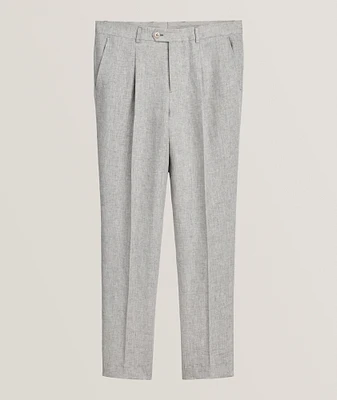 Leasure-Fit Linen Pleated Pants