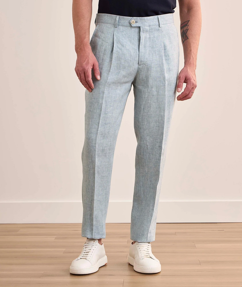Leisure-Fit Pleated Linen Suit Pants