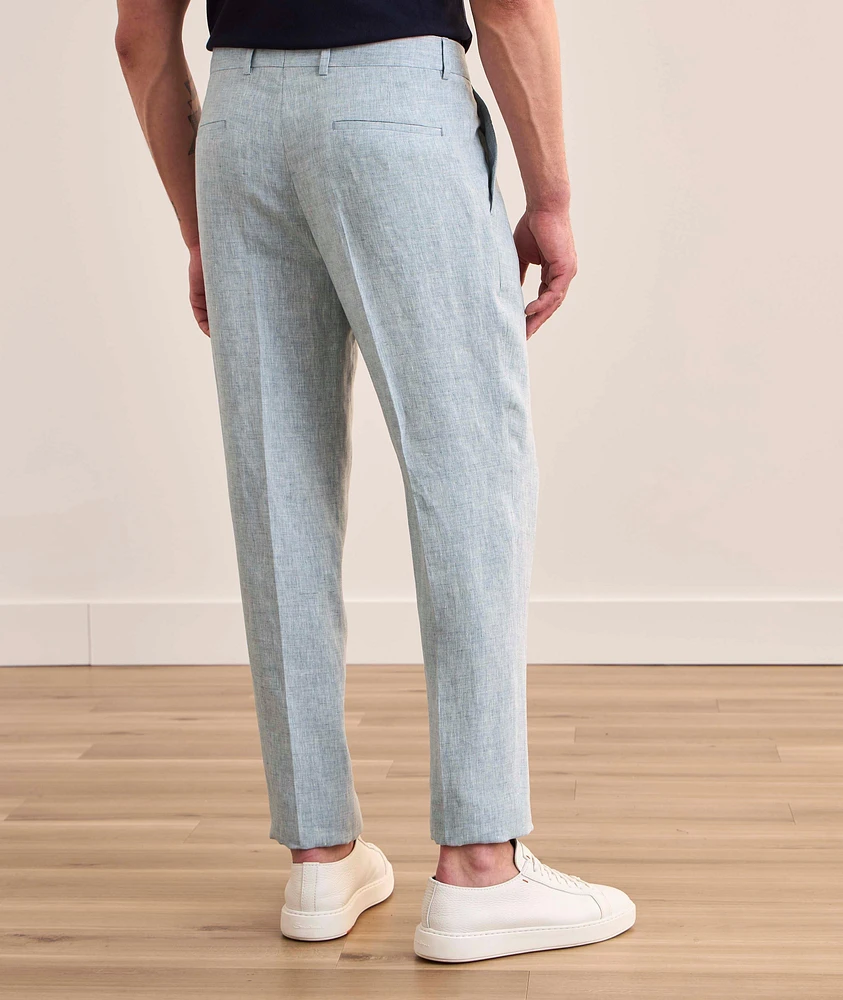 Leisure-Fit Pleated Linen Suit Pants