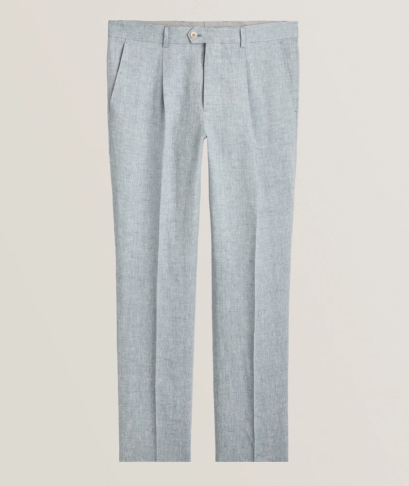 Leisure-Fit Pleated Linen Suit Pants
