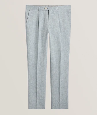 Leisure-Fit Pleated Linen Suit Pants