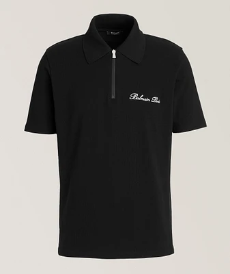 Embroidered Cursive Logo Cotton Polo