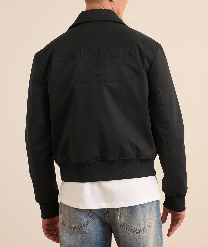 Embossed Logo Cotton Bomber Jacket
