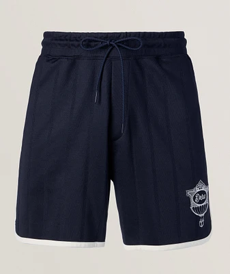 Embroidered Logo Piped Mesh Shorts