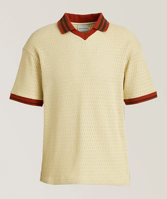 Contrast Collar Ribbed Knit Polo