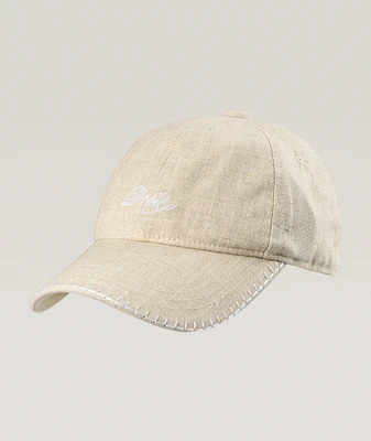 Embroidered Logo Linen-Cotton Baseball Cap