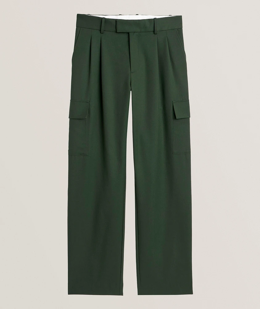 Wool-Blend Pleated Cargo Pants