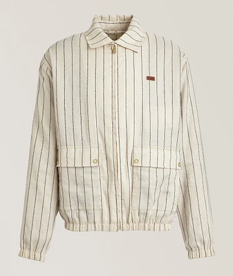 Striped Linen-Blend Blouson Jacket