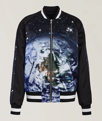 Earth & Stars Print Bomber Jacket