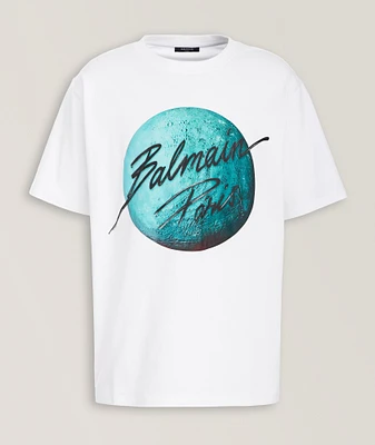 Planet-Print Cotton Crewneck T-Shirt