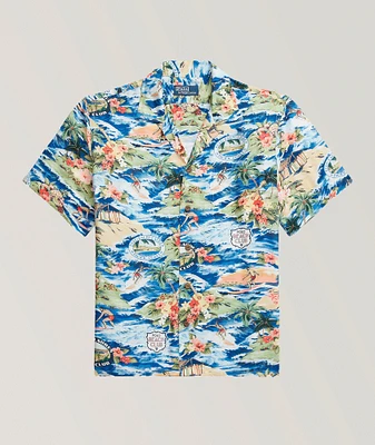 Beach-Print Camp Shirt